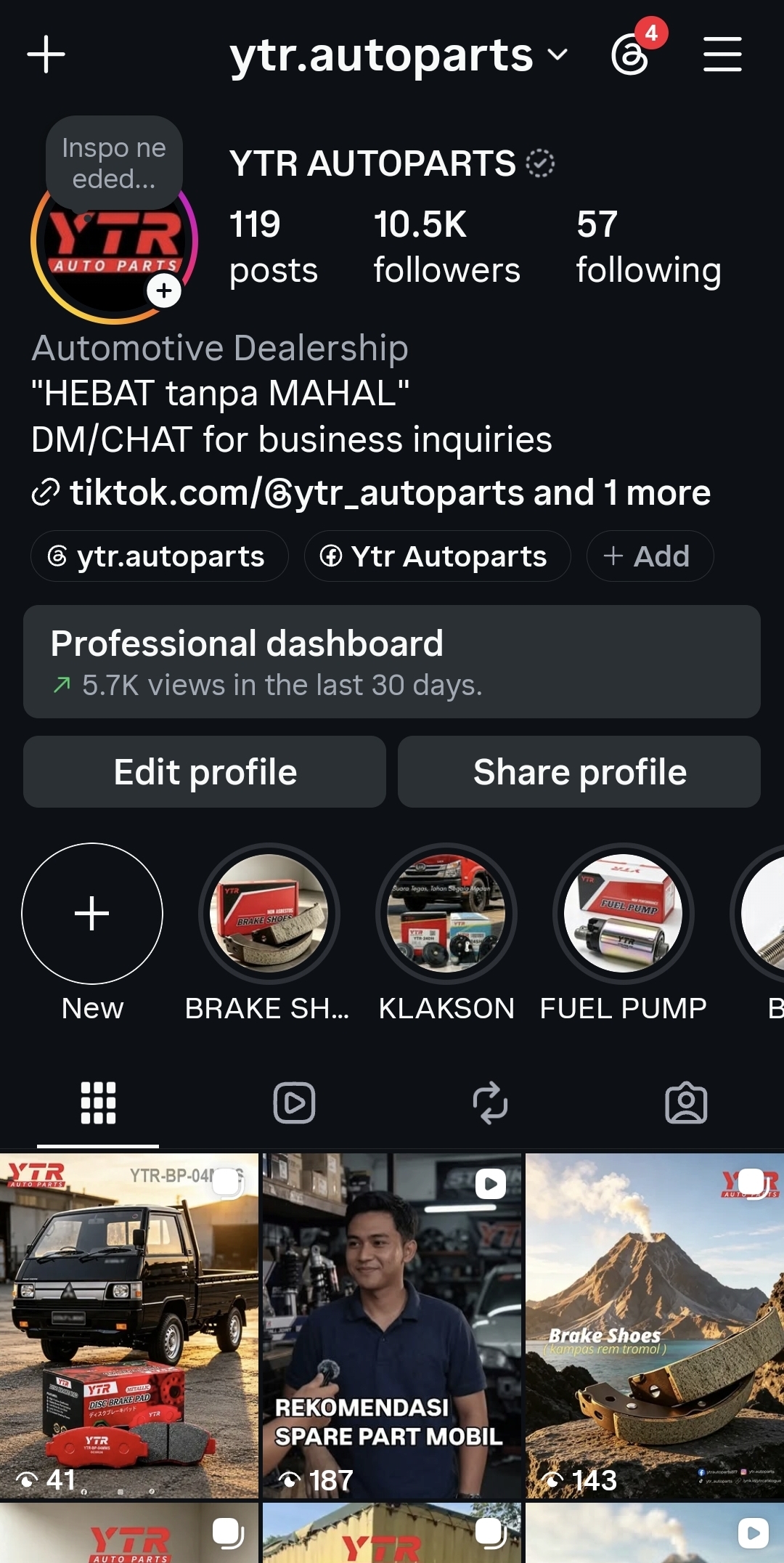 Preview Instagram YTR AUTOPARTS